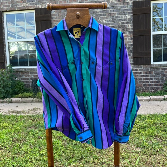 VINTAGE Roper button down shirt, peacock - Picture 6 of 7